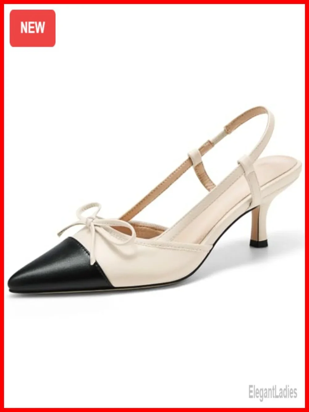 Womens Slingback Kitten Low Heels Bow Closed Pointed Toe Dress Shoes Pumps